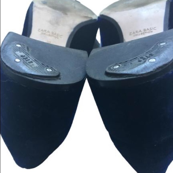 🌷Zara Midnight Blue Velvet Chunky Heel Pump 39🌷 - Picture 11 of 13